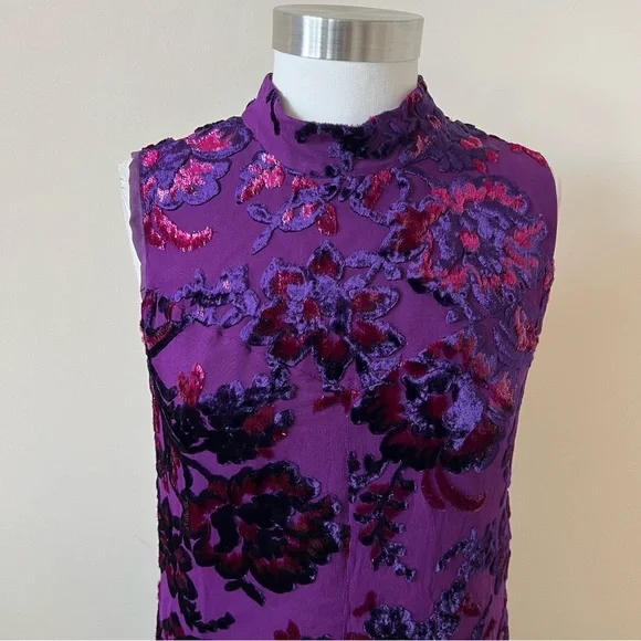 Anna Sui Jewel Tone Velvet Metallic Sleeveless Mini Dress 26272 - Picture 7 of 13